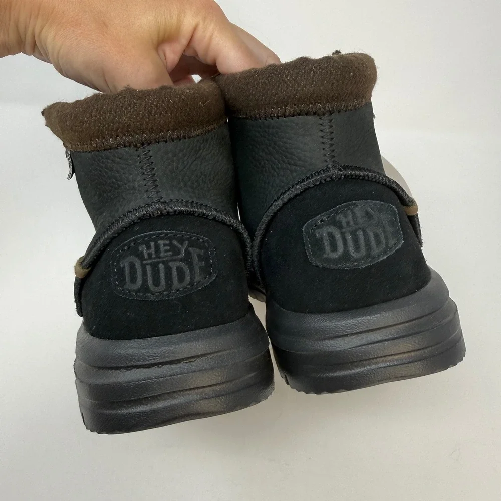Hey Dude Bradley Boot Leather Black Water Repellent Mens 7 NEW